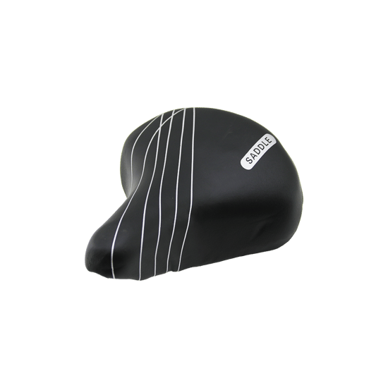 Saddle İ18-001 (büyük & Geniş=20.5x24cm) Bisiklet Sele Koltuk (yaylı Oturak=siyah Zemin--beyaz Çizgi Desenli)
