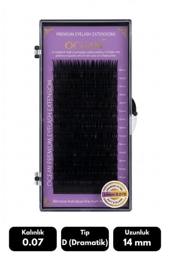 Ocean 0.07d Dramatik Kıvrım 14 Mm Soft Eyelash Doğal İpek Kirpik 16'lı