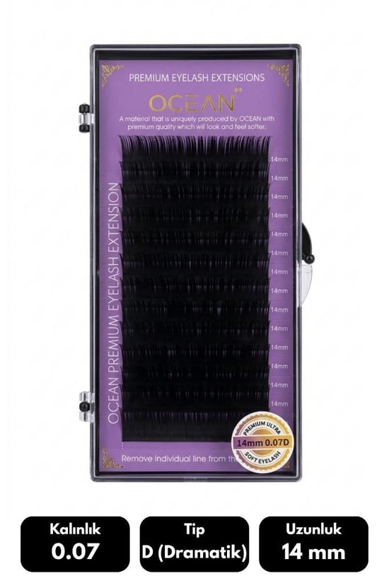 Ocean 0.07d Dramatik Kıvrım 14 Mm Soft Eyelash Doğal İpek Kirpik 16'lı