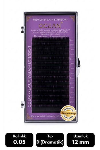 Ocean 0.05d Dramatik Kıvrım 12 Mm Soft Eyelash Doğal İpek Kirpik 16'lı