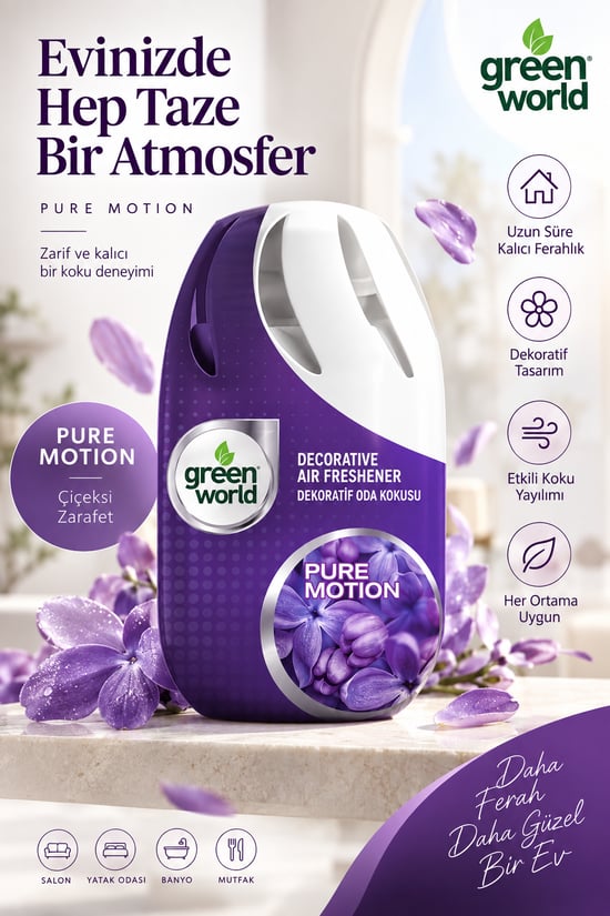 Green World Pure Motion Dekoratif Oda - Araba Kokusu 75 Ml - Küre - Decosfer