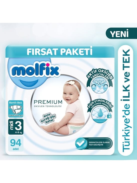 Molfix Premium 3 Numara Midi 94'lü Bebek Bezi