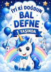 Unicorn Temalı Kişiye Özel Isimli 70x100 Cm Ölçüsünde Branda Afiş T6