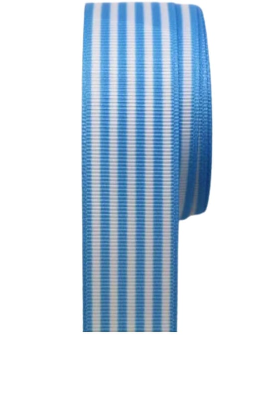 Tafta Çizgi Desen Kurdele 25 Mm Mavi 2 Metre