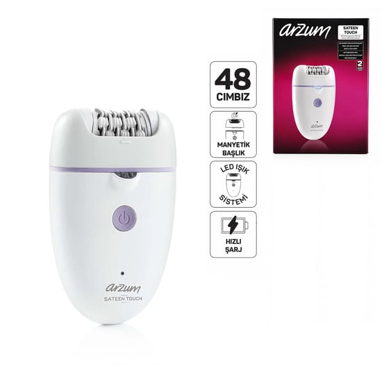 Arzum Ar5173-02 Epilatör Epilasyon Cihazı ( 48 Cımbız ) ( Manyetik Başlık ) ( Led Işık Sistem & Hızlı Şarj )