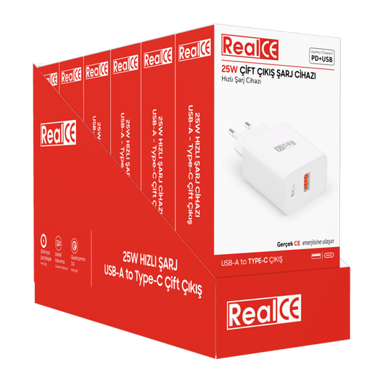 Realce 25w Çift Çıkış Şarj Cihazı 6'lı Stand