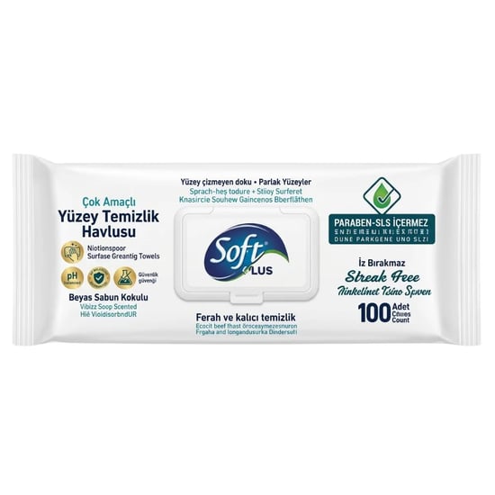 Soft Plus Yüzey Temizleme Havlusu Beyaz Sabunlu*15