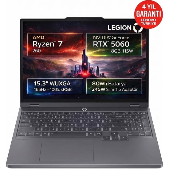 Lenovo Legion 5 15ahp10 Amd Ryzen 7 260 64-gbddr5 512 Gb Ssd Rtx 5060 8gb 15.3" Wuxga (1920x1200) Ip