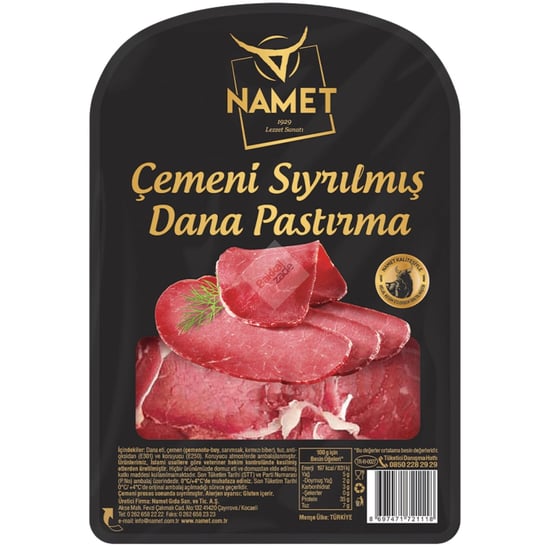 Namet Çemeni Sıyrılmış Dana Pastırma 500 Gr