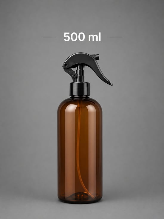 500 Ml Kahverengi Sprey Şişe İthal Trigger Dahil | Premium Boş Plastik Sprey Şişesi | Kozmetik, Kimyasal ve Oto Bakım