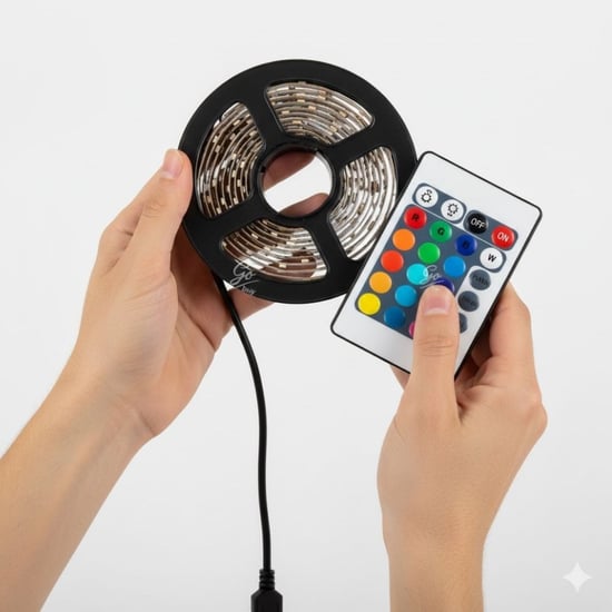 BUFFER® 2 Metre Kumandalı USB LED Şerit Işık – Renk Ayarlı Dekoratif Ortam ve Ambiyans Aydınlatması