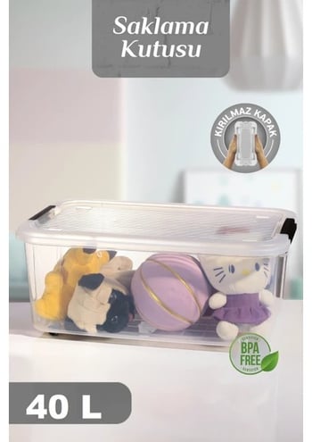 Moi 40 Litre Tekerlekli Dikdörtgen Kiler Saklama Kabı