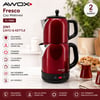 Awox Fresco ( Kırmızı ) ( 2in1= Çaycı & Kettle ) ( Çelik ) Elektrikli Çay Makinası ( 1.7lt & 1.2lt ) ( Çay Süzgeçli ) ( 360° Dönebilir ) ( 2200w )