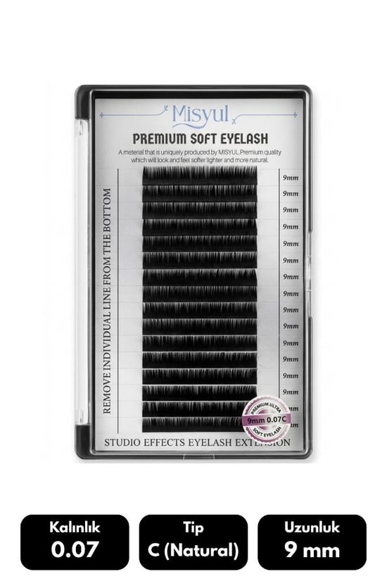 Misyul 0.07c Natural Kıvrım 9 Mm Soft Eyelash Doğal İpek Kirpik 16'lı