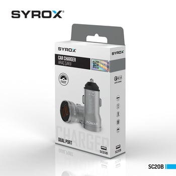 SYROX SC20B 3.1A ARAÇ ŞARJI ÇİFT USB GİRİŞİ