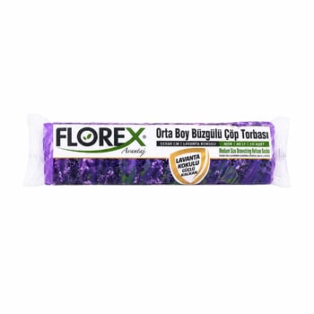 40 Litre Büzgülü Lavanta Kokulu Çöp Torbası Poşeti Orta Boy / 55 X 60 Cm (10 Adet X 25 Rulo)