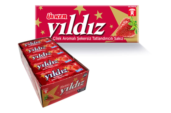 Ülker Yıldız Çilek Aromalı Şekersiz Sakız 21g X 20 Adet