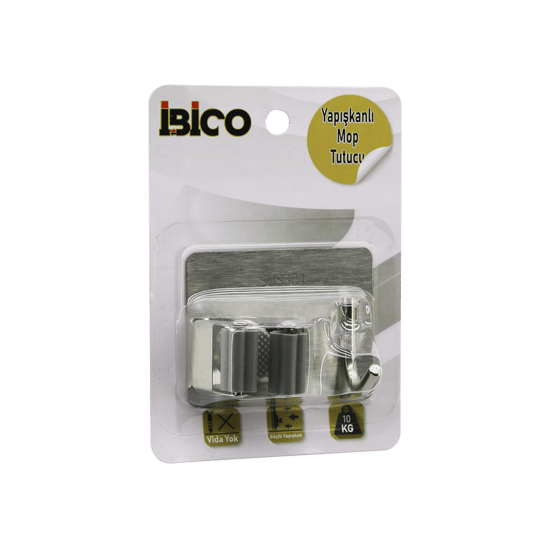 İnura Global İbico İ13-066 ( 2in1 ) ( Metal ) ( Mop Sap Tutucu & Askı ) ( Yapışkanlı Montaj=metal Plaka ) ( 10kg. Taşıma )