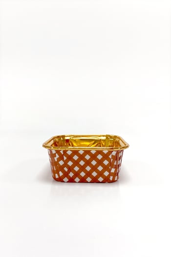 Dolphin Muffin Kek Kapsülü Kare Pötikare Kırmızı-Altın 25 Adet