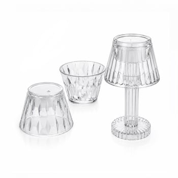 Yakut-9878 Kristal Damlalı Mumluk & Masa Lamba Abajur Mini Pilli