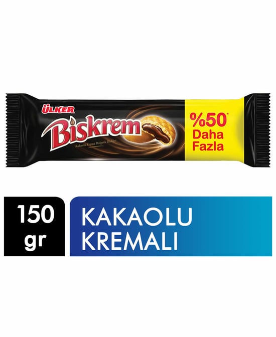 Ülker Biskrem Bisküvi 150 Gr Büyük Boy X 18'li Paket Kakolu Kremalı