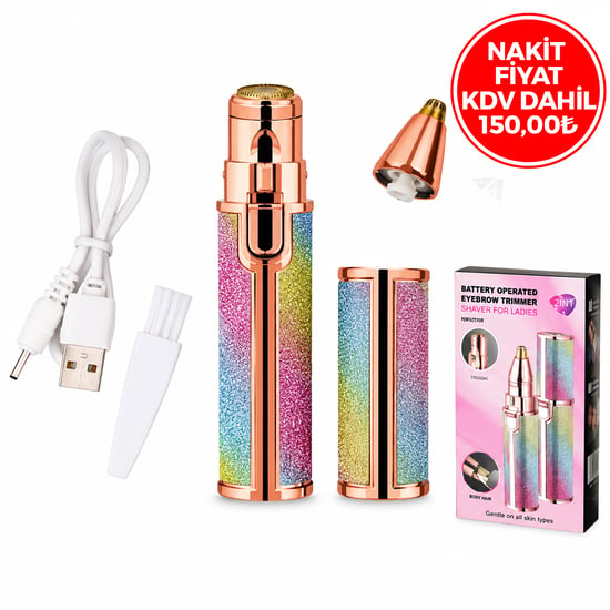 Battery Operated K-13 Hx-203a-b ( 2in1 Başlı & Simli & Ruj Model & Usb Şarjlı ) Yanak & Burun Kıl Tüy Alma Makinesi