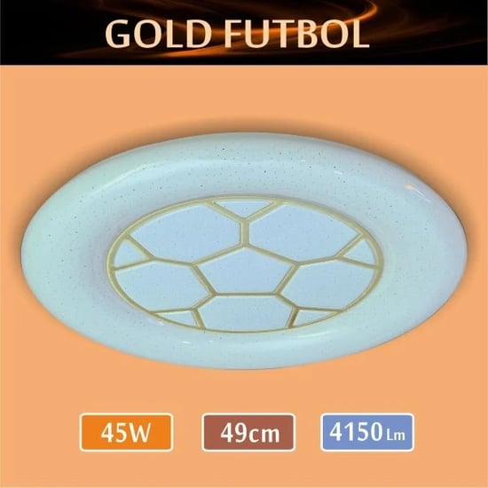 Erbay Sıva Üstü Led Panel Yuvarlak 45 Watt-Gold Futbol Desenli-Beyaz-Günışığı