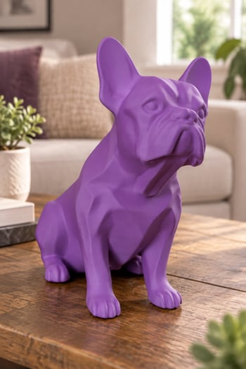 Fransız Bulldog Figürlü Dekoratif Biblo - 19cm Mor