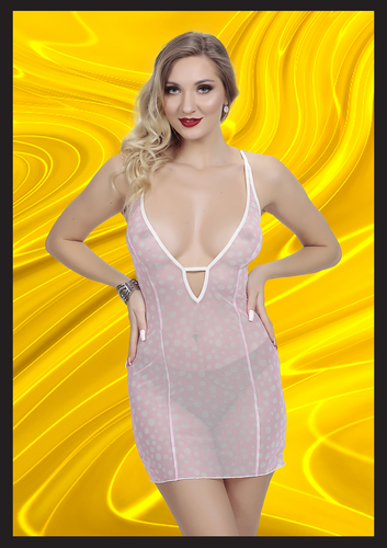 Kirlinova Puantiyeli Transparan Fantezi Gecelik S1336