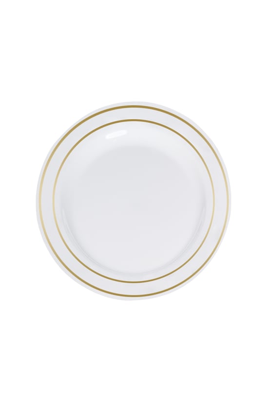 Roll-up Lüks Plastik Tabak Altın Yaldızlı Beyaz 19cm 6lı