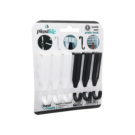 Plastlife Kp-161 ( 6pcs & Tek Kollu ) ( Çok Amaçlı & Tak Çıkar ) Pratik Plastik Askı