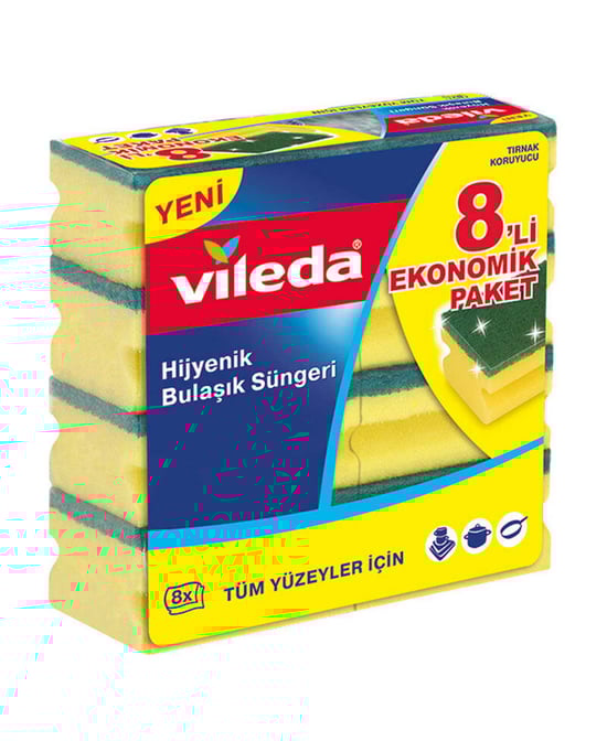Vileda Oluklu Bulaşık Süngeri 8'li Paket