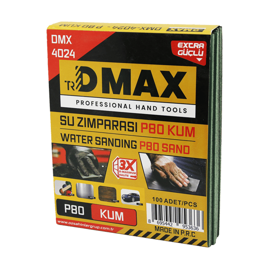 Dmax Dmx-4024 ( P80 Kum ) ( Kağıt ) ( Su Zımparası ) ( 230x280mm ) ( Kullanım= Boya - Metal - Ahşap - Oto )