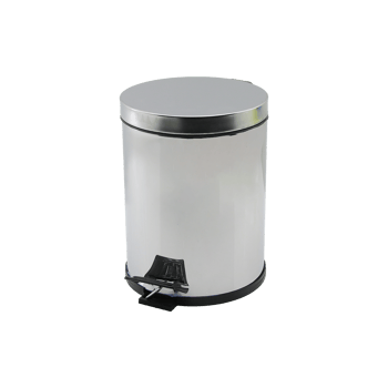 Qs Plastik Qs-453 Beray Bry-0344 No-5 ( 5lt ) ( Krom Metal ) ( Pedallı ) Çöp Kovası ( Çap: 20.5cm & Y: 27.3cm )