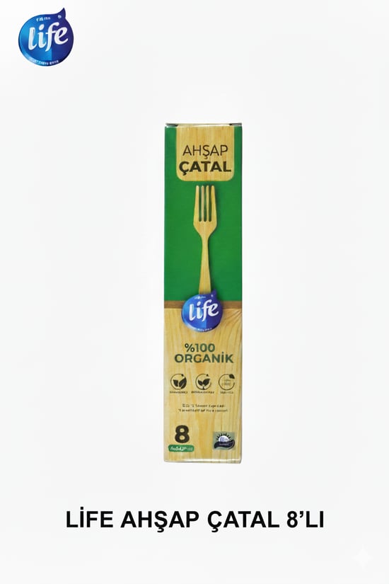 Life Ahşap Çatal 8'li %100 Doğal