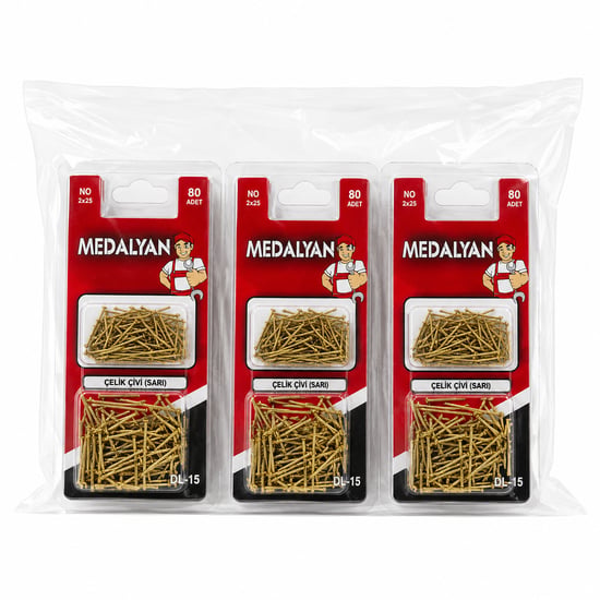 Medalyan Dl-15 ( 2x25 ) ( 80pcs ) Sarı Tp Tel Çelik Çivi