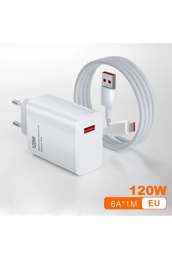 Adeyo Store 120 Watt Turbo Hızlı Şarz Aleti Adaptör ve Kablo Seti Type-c Samsung Galaxy Note 8 Uyumlu