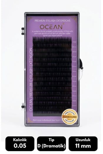 Ocean 0.05d Dramatik Kıvrım 11 Mm Soft Eyelash Doğal İpek Kirpik 16'lı