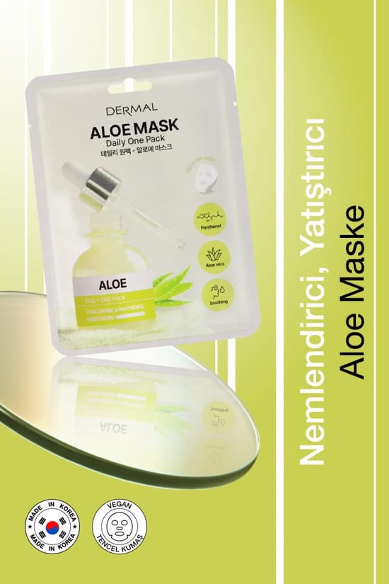 Dermal Kuru ve Yorgun Ciltler için Nemlendirici ve Canlandırıcı Aloe Kore Maskesi 23 Gr