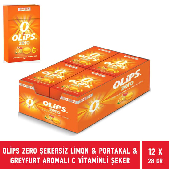 Olips Zero C Vitamini Limon Portakal Greyfurt Aromalı 28 Gr Şeker- 12 Adet