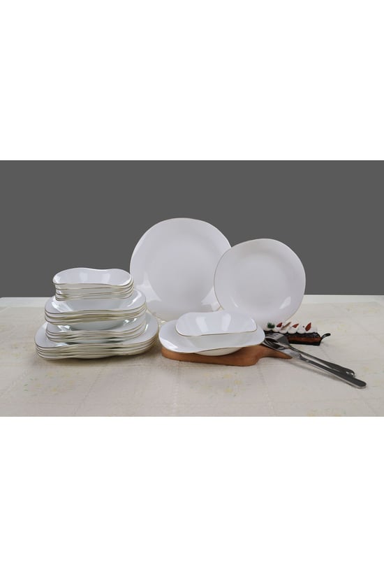 Hilland İpek Yaldızlı Opal 24 Parça Yemek Takımı 6 Kişilik