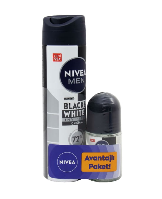 Nivea Deodorant 150 ml Erkek Black W. İnvisible + Nivea Roll On 25 ml