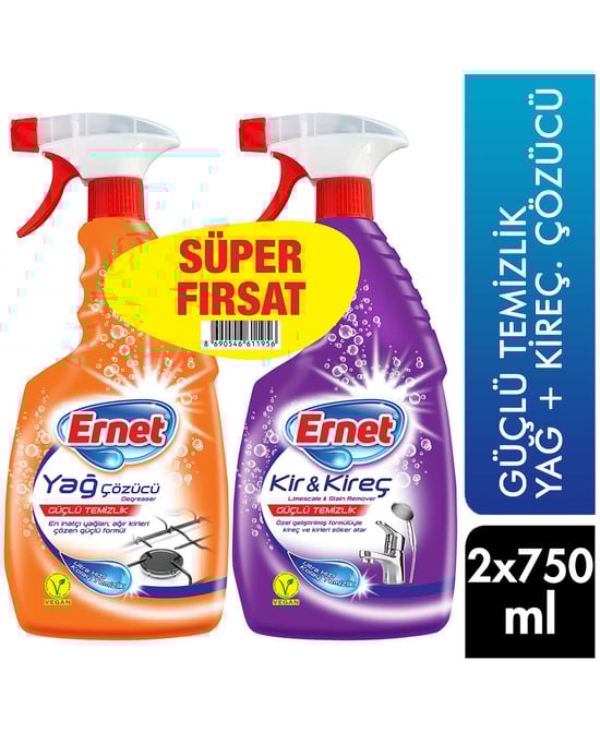 Ernet Yağ ve Kireç Çözücü Sprey 2 x 750 ml