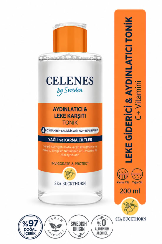 Salisilik Asit ve Niacinamide Içeren , Gözenek ve Leke Karşıtı Sea Buckthorn Tonik 200 Ml