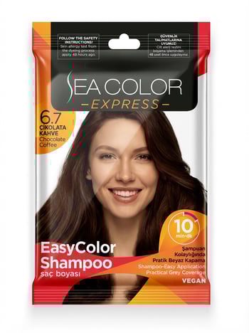 Sea Color Express Şampuan Boya, Şampuan Kolaylığında Saç Boyama 6.7 Çikolata Kahve