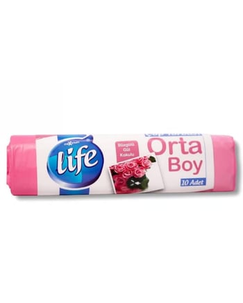 Life Gül Kokulu Orta Boy Büzgülü Çöp Torbası 10'Lu