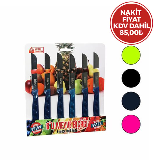 My01 ( 6pcs ) Dişli Meyve Bıçak Takım ( Renkli )