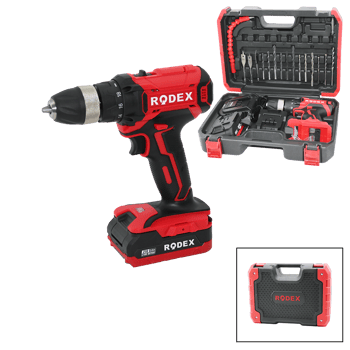 Rodex Rdx-3375a (2 Kademe Hız & Vites) (şarjlı=çift Batarya) (17pcs Uçlu) Matkap (0-350 / 0-1350 Rpm) (21v/2.0a Lı-ıon)