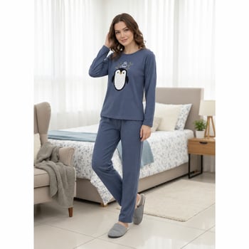 Muka 800-131 Bayan Raporlu İnterlok Pijama Takım