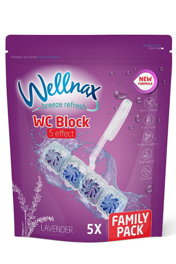 Wellnax Wc Blok Lavanta Kokulu Tuvalet Temizleyici 5'li Aile Paketi